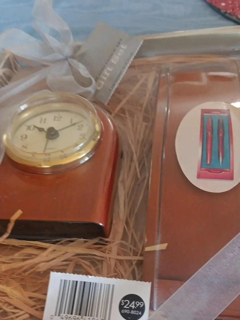 Unbranded Brown Wood Mantel Clock Gift Set